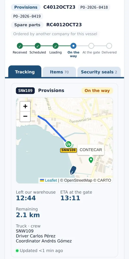 Order Status on a phone